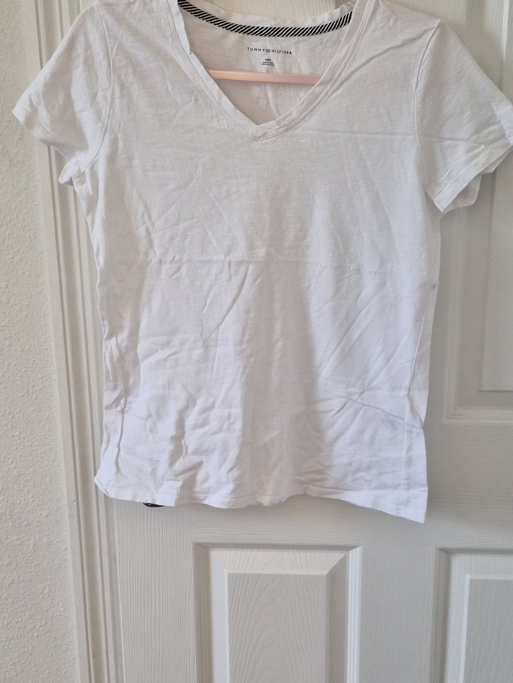 Tommy Hilfiger White V-Neck Short Sleeve Tee